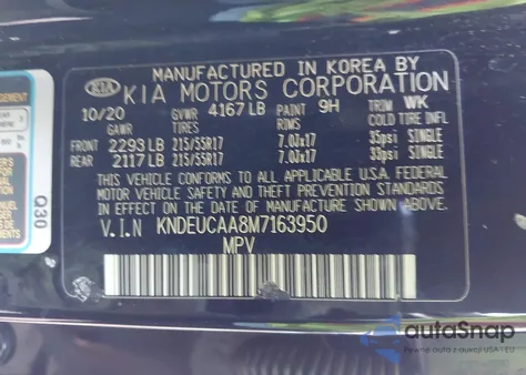 2021 Kia Seltos S z USA, uszkodzony, nr VIN KNDEUCAA8M7163950